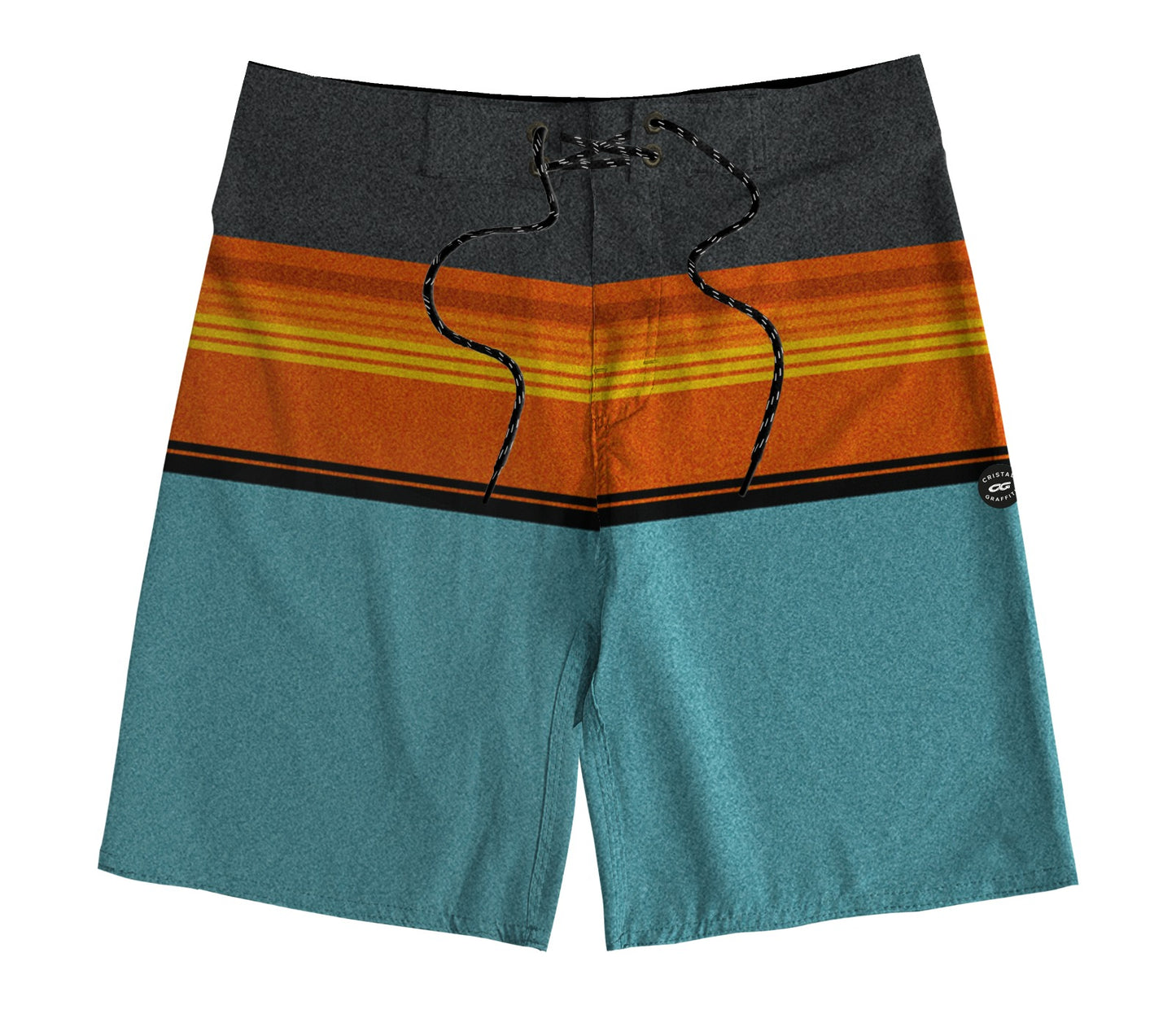 Boardshort Cristal Graffiti - Azul - Shades of blue and orange