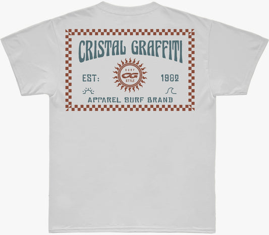 Camiseta Cristal Graffiti - Surf 1982 - Branca