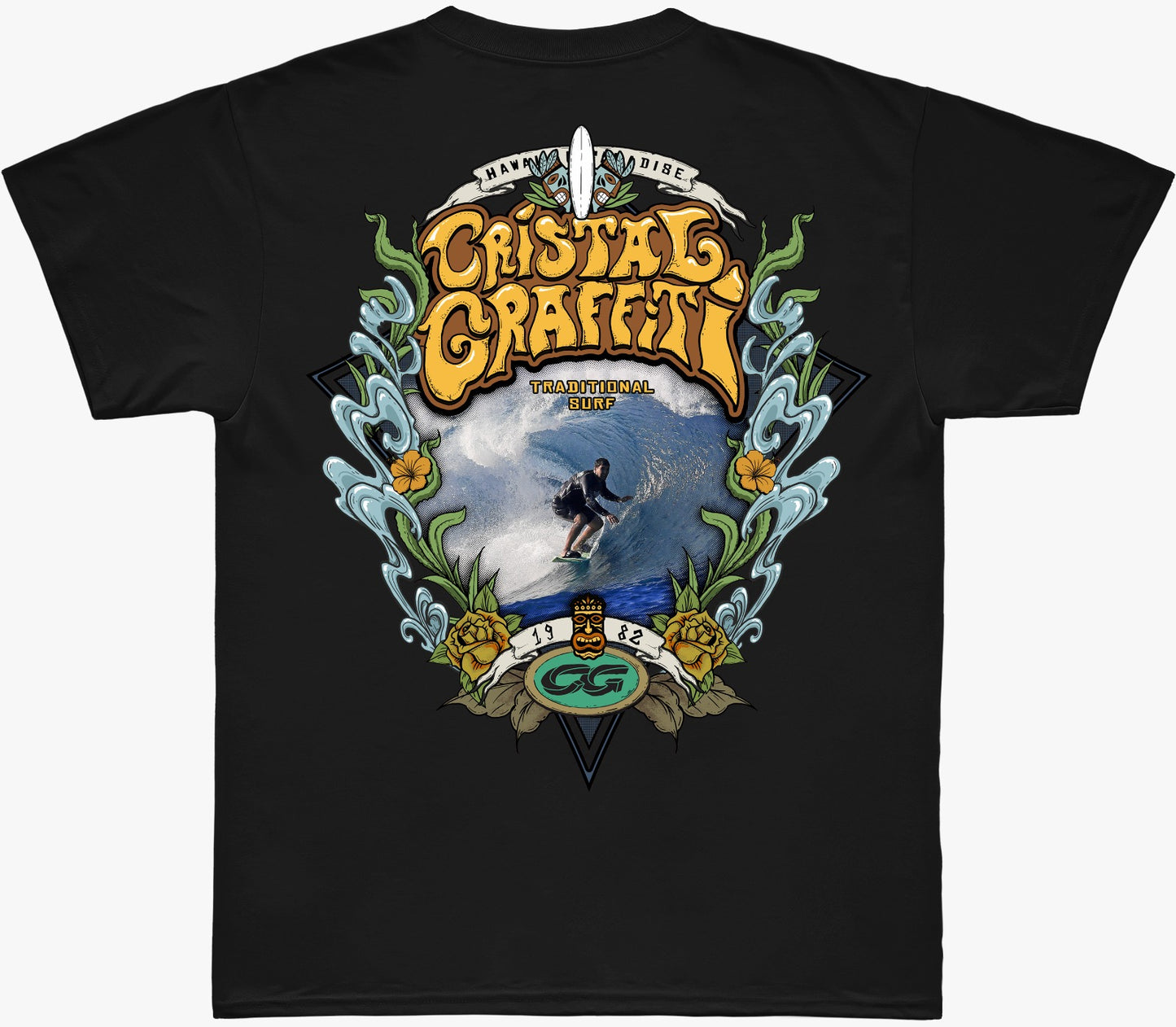 Camiseta Cristal Graffiti - Preta - André Surf Hawaii - Oversized