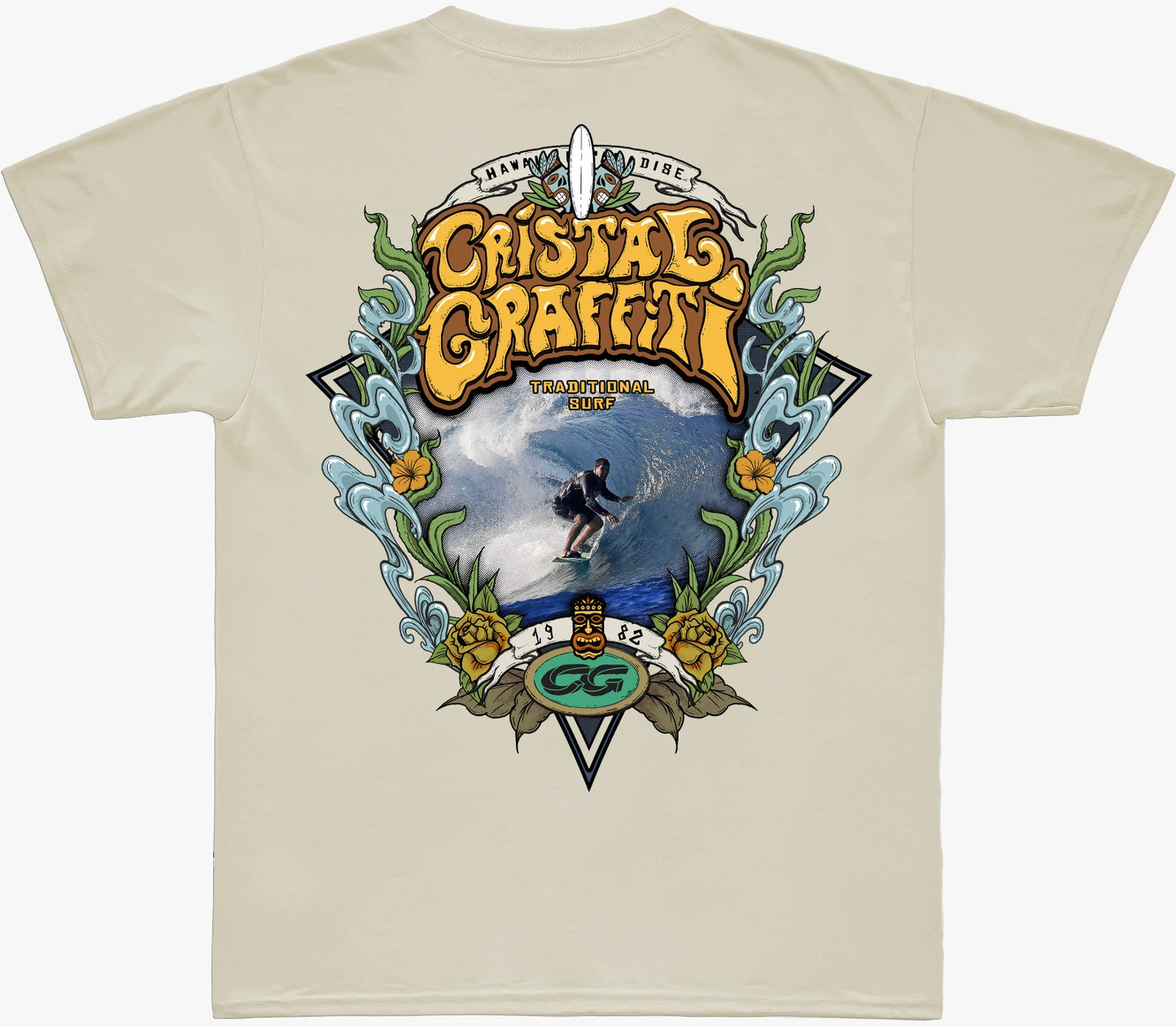 Camiseta Cristal Graffiti - Cinza Claro - Andre Surf Hawaii - Oversized