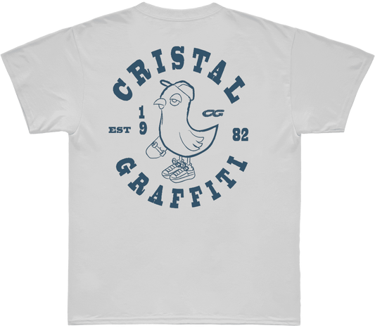 Camiseta Cristal Graffiti - Branca - Skate Pigeon