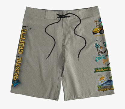 Boardshort Cristal Graffiti - Bege