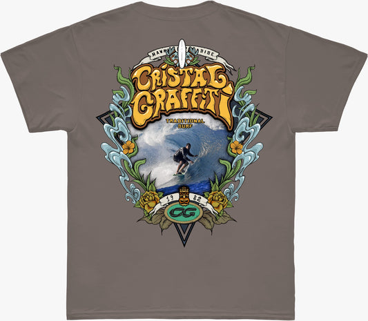 Camiseta Cristal Graffiti - Marrom - André Surf Hawaii - Oversized