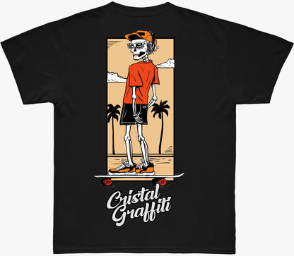 Camiseta Cristal Graffiti - Preta - Caveira