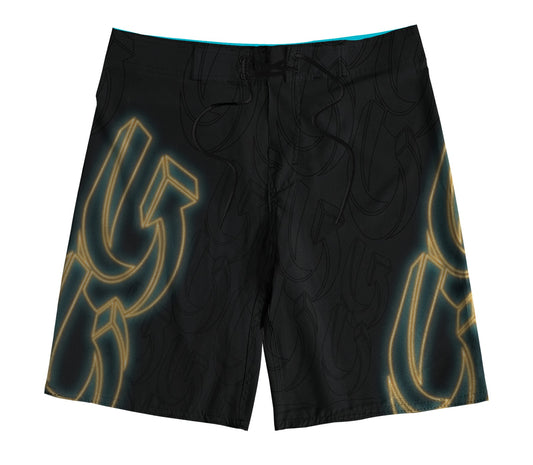 Boardshort Cristal Graffiti - Black and Yellow