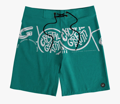 Boardshort Cristal Graffiti - Verde Água - Grafite