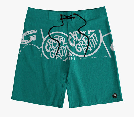 Boardshort Cristal Graffiti - Verde Água - Grafite