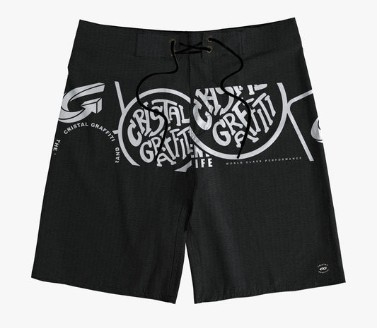 Boardshort Cristal Graffiti  - Cinza - Grafite