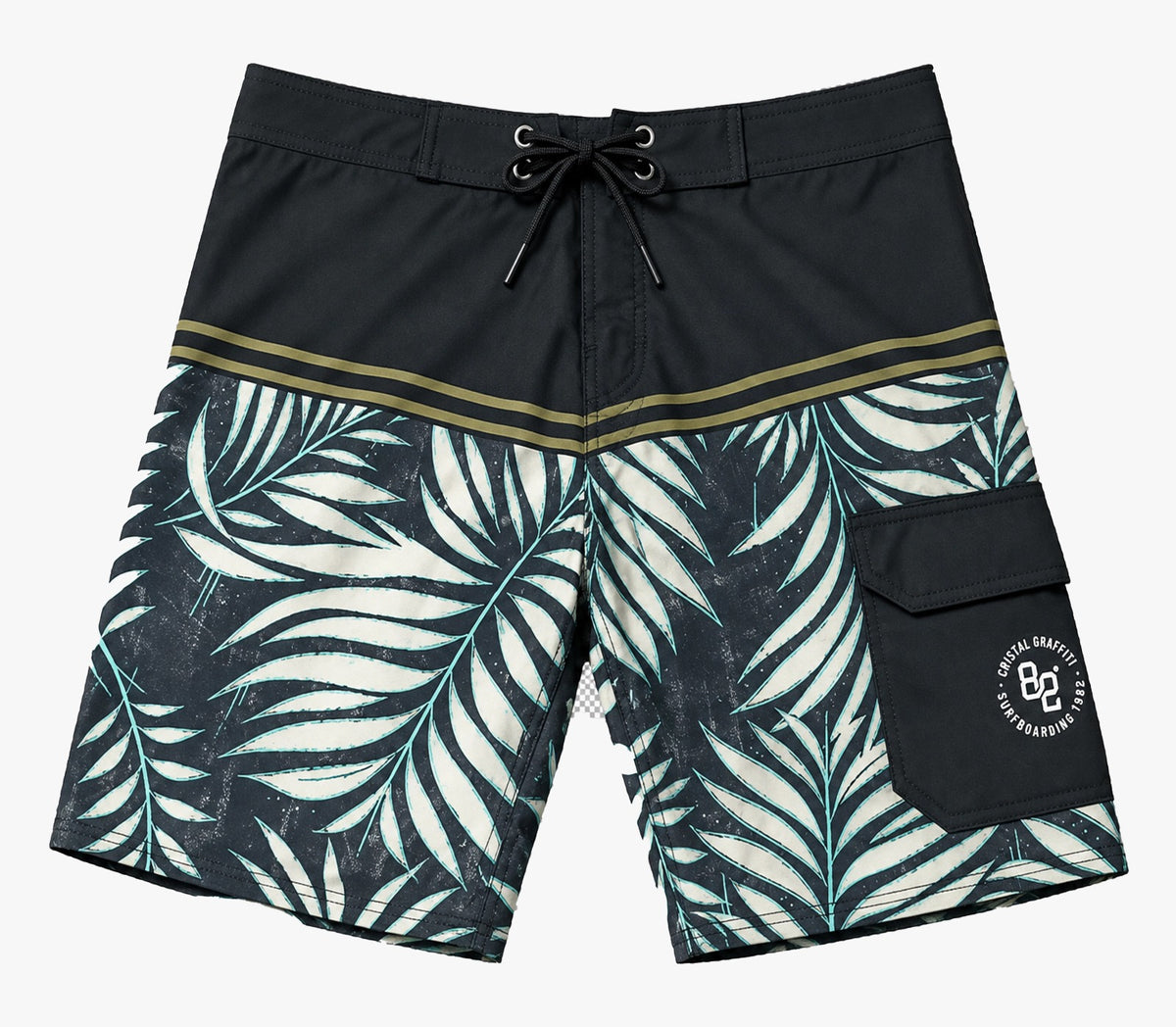 Boardshort Cristal Graffiti - Cinza e Branco - Tropical Sand