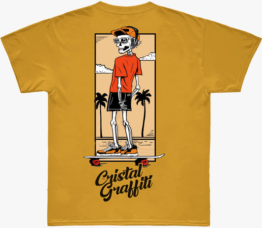 Camiseta Cristal Graffiti - Amarela - Caveira