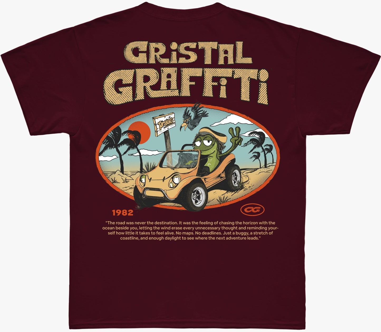 Camiseta Cristal Graffiti  - Vinho - Praias