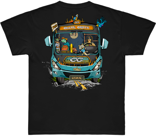 Camiseta Cristal Graffiti - Preta - Surfwear Bus Tour